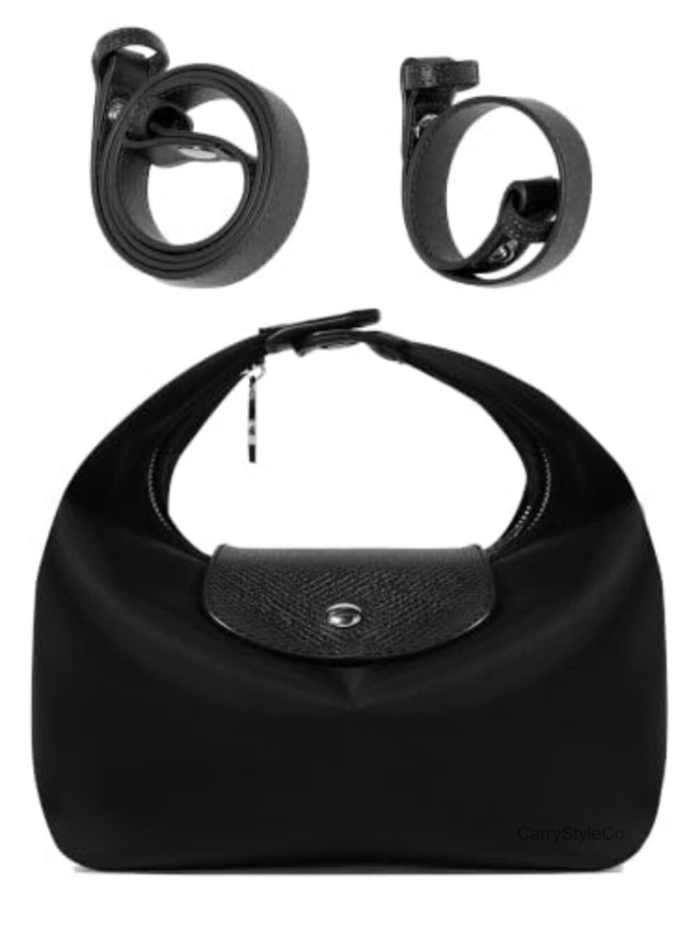 Minimalist Nylon Crossbody Crescent Shoulder Bag with Detachable Straps